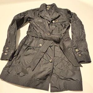 Joujou Woman’s Black Trench Coat With Belt Water Resistant Lightweight  size S